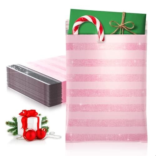 Amiff Pack of 100 Pink Strips Poly Mailers 9 x 12 Multipurpose