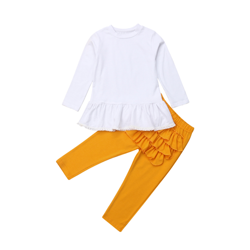 Girls Solid Ruffle Clothes Set Toddler Baby Girl