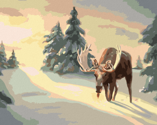 Zuty - Paint by Numbers - MOOSE STANDING IN THE SNOW (D. RUSTY RUST),