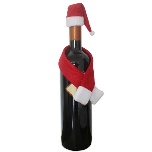5pcs Christmas hat scarf red wine bottle Decoration