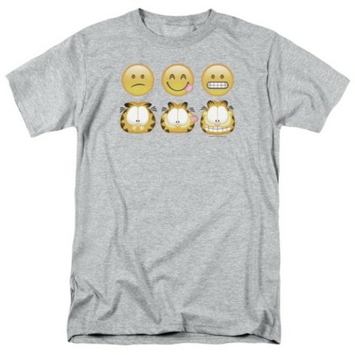 Trevco Garfield-Emojis Short Sleeve Adult 18-1 Tee, Athletic Heath
