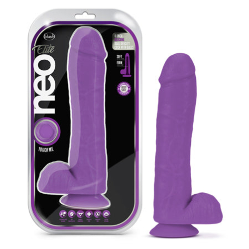 Blush Neo Elite 11 in. Silicone Dual Density Dildo with Balls &