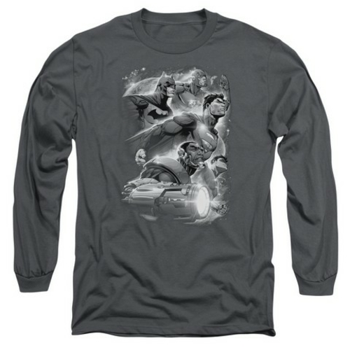 Jla-Atmospheric Long Sleeve Adult 18-1 Tee, Charcoal - Small