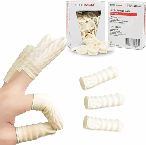 Disposable Nitrile Finger Cots. 20 Boxes of Pre-Rolled Ribbed Finger