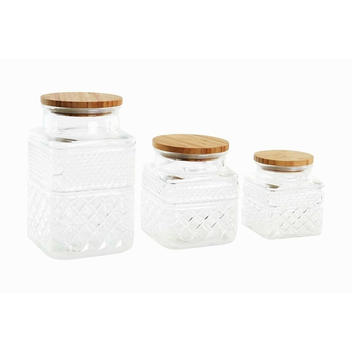 3 Tubs DKD Home Decor Transparent Natural Bamboo Crystal 12 x 12 x 20