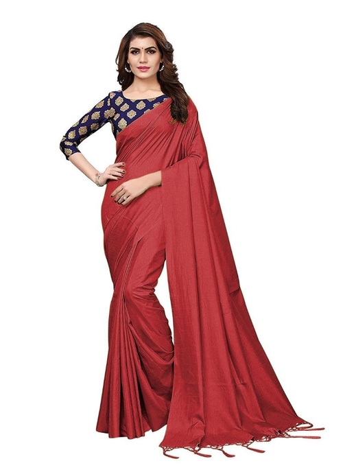 Generic Women's Zoya Silk Saree (Red, 5-6 Mtrs)