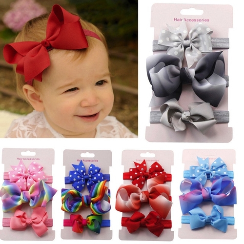 top sale 3Pcs Kids Elastic Floral Headband Hair