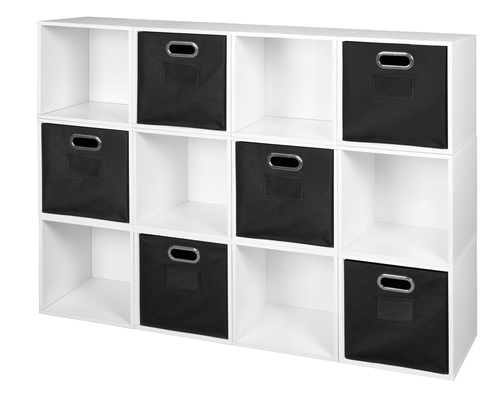 Niche PC12PKWH6TOTEBK Cubo Storage Set with 12 Cubes & 6 Canvas Bins&#