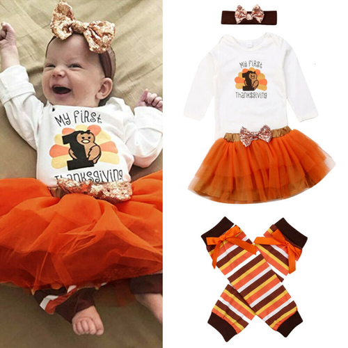 Newborn Baby Girls Clothes Sets Thanksgiving Long