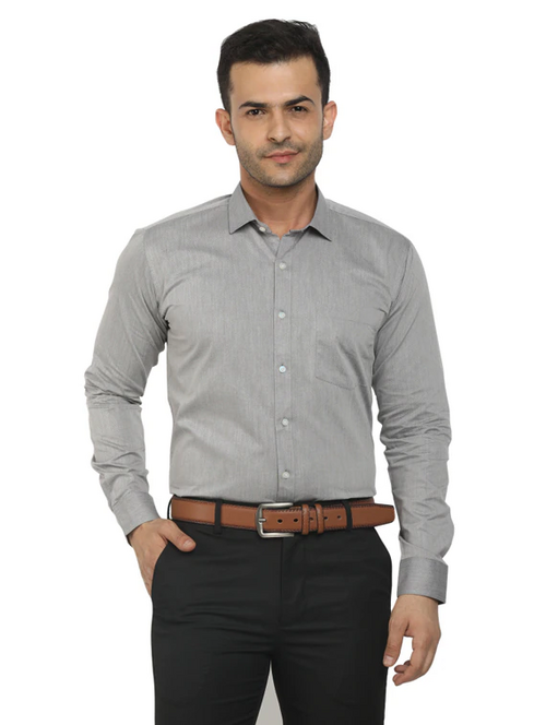 Men Regular Fit Washed Casual Shirt Grey Size L