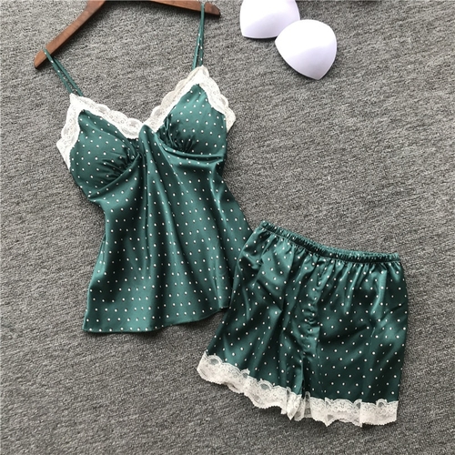 2019 New Lace Solid Color Summer Pyjama Nightsuits