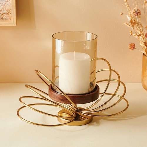 Splendid Dastkari Glass Hurricane Candle Holder with Butterfly Base