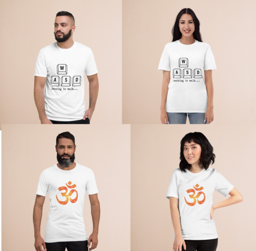 MEN OM & ALPHABET FOR THIS NECK HALF SLEEVE PRINTED TSHIRT Size M