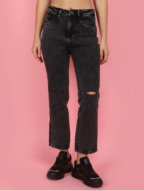 Women High Rise Denim Jeans(Size28)(Colorblack)