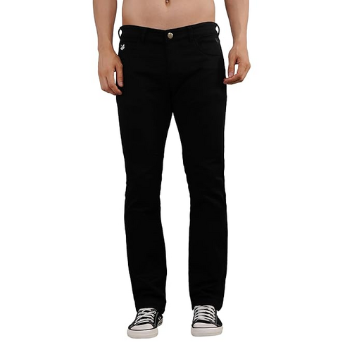 Men's Mid Rise Cotton Denim Jeans (Size-M) (Color-BLACK)