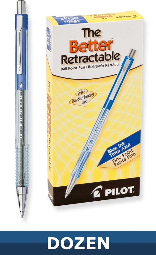 Pilot 30001 Retractable Ballpoint Pens - Fine Point , Blue Ink