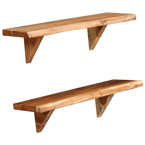 Wall Shelves 2 pcs 23.6"x7.9"x6.3" Solid Acacia Wood