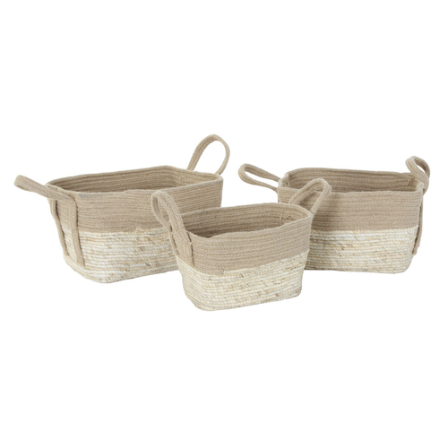 Set of Baskets DKD Home Decor Cream Natural Jute Natural Fibre 40 x 28