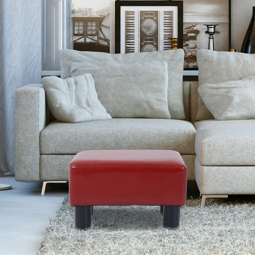 HOMCOM Modern Small Faux Leather Ottoman Footrest Sofa Stool Rectangle