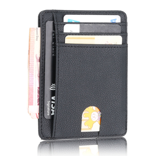 Men RFID Blocking Slim Wallet Leather Front Pocket