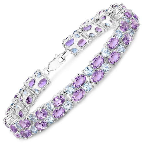 23.04 Carat Genuine Amethyst and Blue Topaz .925 Sterling Silver