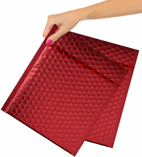 Metallic Red Bubble Mailers 8.5 x 11, Poly Padded Envelopes Pack of