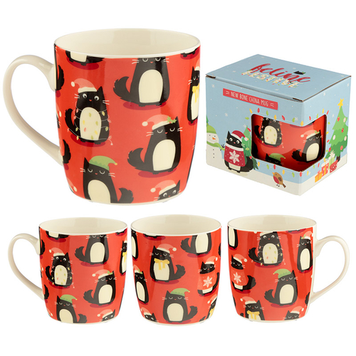 Christmas Porcelain Mug - Feline Festive Cat