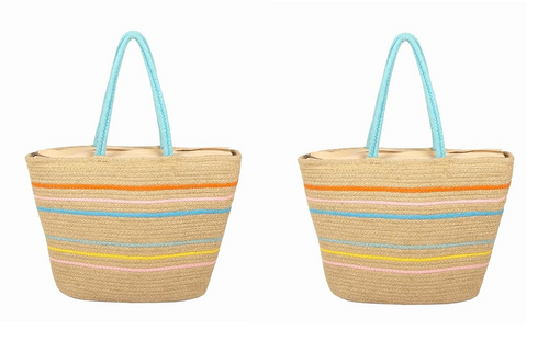 Trendy Jute Bag multicolor Stripped Jute bag PACK OF 2