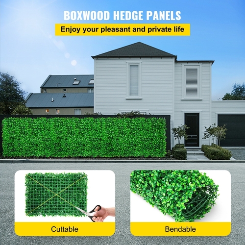 VEVOR Artificial Boxwood Panel UV 10pcs Boxwood Hedge Wall Panels