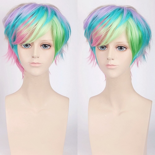 Fashion Cheap Colorful Short Man Wig Synthetic
