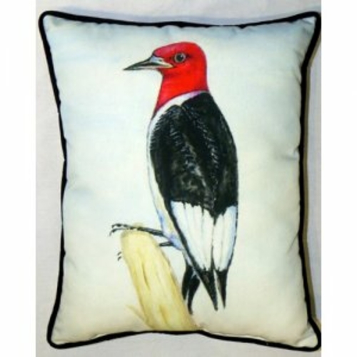 Betsy Drake HJ310 Redheaded Woodpecker Indoor & Outdoor Throw Pillow-