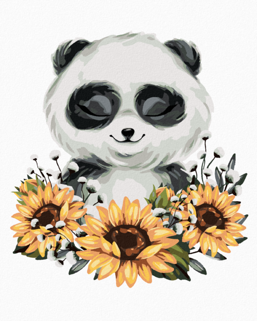 Paint by Numbers - PANDA WITH SUNFLOWERS