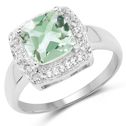 2.31 Carat Genuine Green Amethyst and White Topaz .925 Sterling Silver