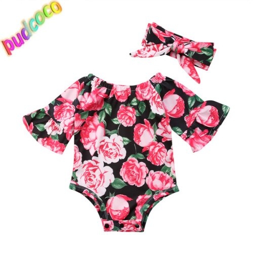 Summer Newborn Kids Baby Girls Floral  Romper
