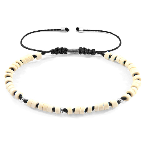 White Turquoise Percy Silver and Stone SKINNY Macrame Bracelet