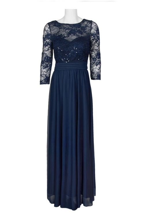 Emma Street Boat Neck Long Sleeve Illusion Pleated Zipper Back Lace