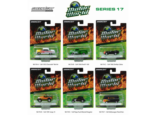 Motor World Series 17, 6pc Diecast Car Set 1/64 Diecast Model Cars by