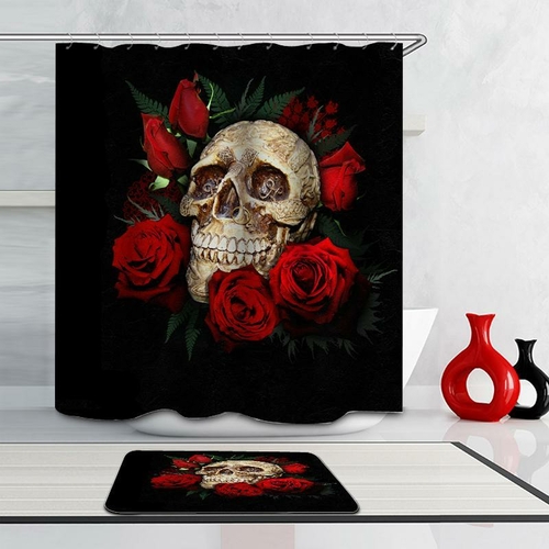 Decorated Skull And Roses Shower Curtain