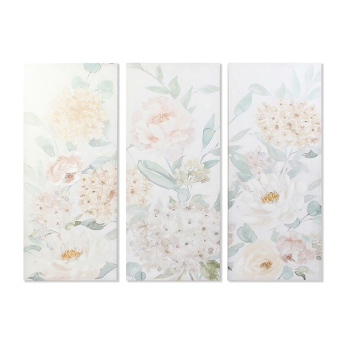 Painting DKD Home Decor Flowers 55 x 3 x 135 cm Shabby Chic (3 Pieces)