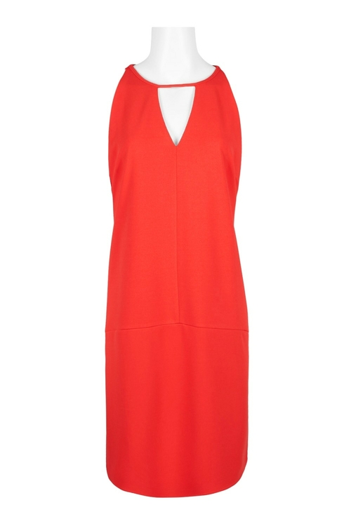 Sam Edelman Crew Neck Sleeveless Cutout Solid Stretch Crepe Dress