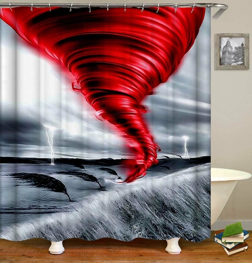 Red And Grey Twister Shower Curtain