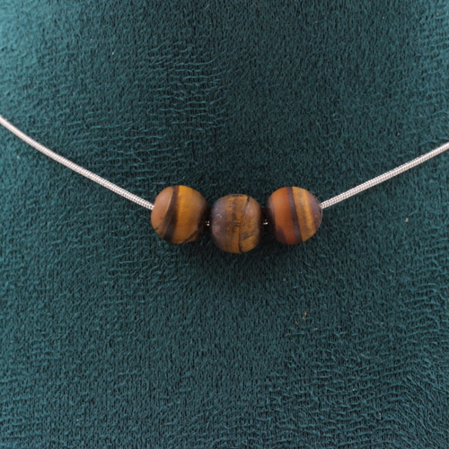 Matte Tiger's Eye 8 mm 3 beads necklace