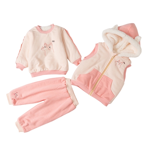 3 Pcs Baby Girls Clothes Winter Hooded Rabbit