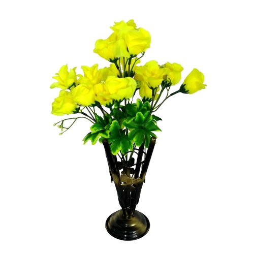 Iron Vase with Artificial Plastic Flower (1 Piece)