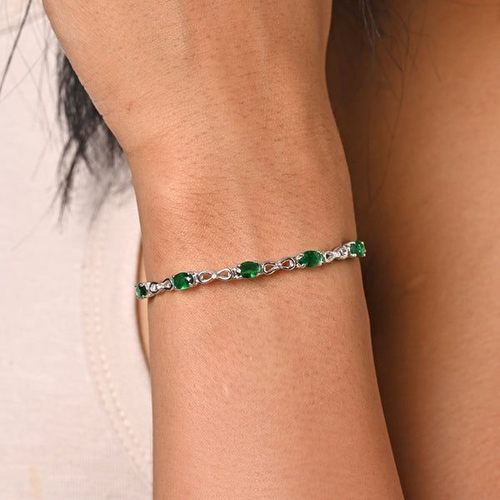Silver Green Infinity Hand Bracelet Adjustable