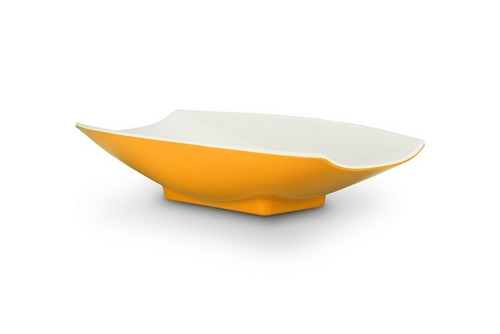 Bon Chef 53704-2ToneYellow 16 x 9 x 3.5 in. Melamine Curves Bowl with 