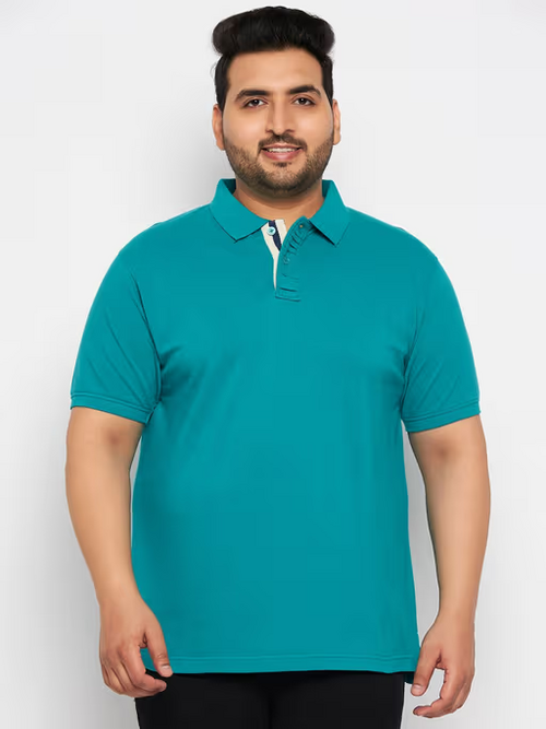 Men's Polo Neck Half Sleeve Tshirt (Size-M) (Color-TEAL)