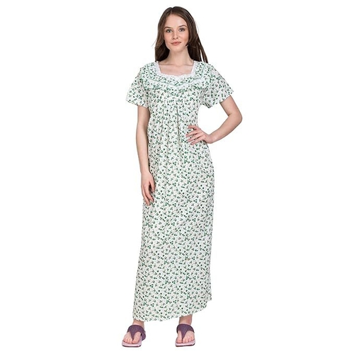 Women's Cotton Nighty Night Gown, Multicolor