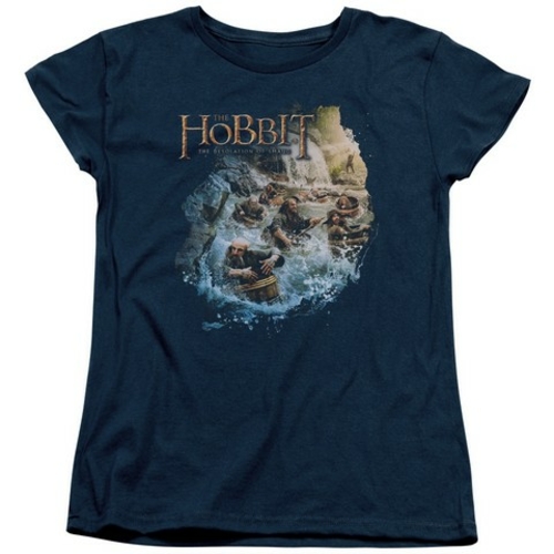Trevco Hobbit-Barreling Down Short Sleeve Womens Tee- Navy - XL