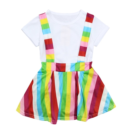 Kid Baby Girl Tops Shirt Tutu Dress Rainbow